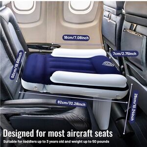 Kids Inflatable Travel Footrest - Navy and White